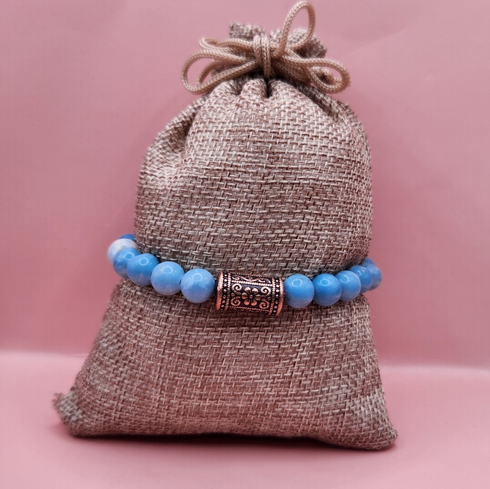 Larimar and Copper Beaded Bracelet - Picture 2 of 6